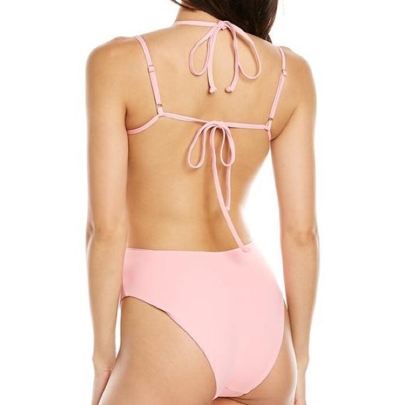 NWT WeWoreWhat Ruched Cup Tie Monokini Pink - Picture 3 of 4